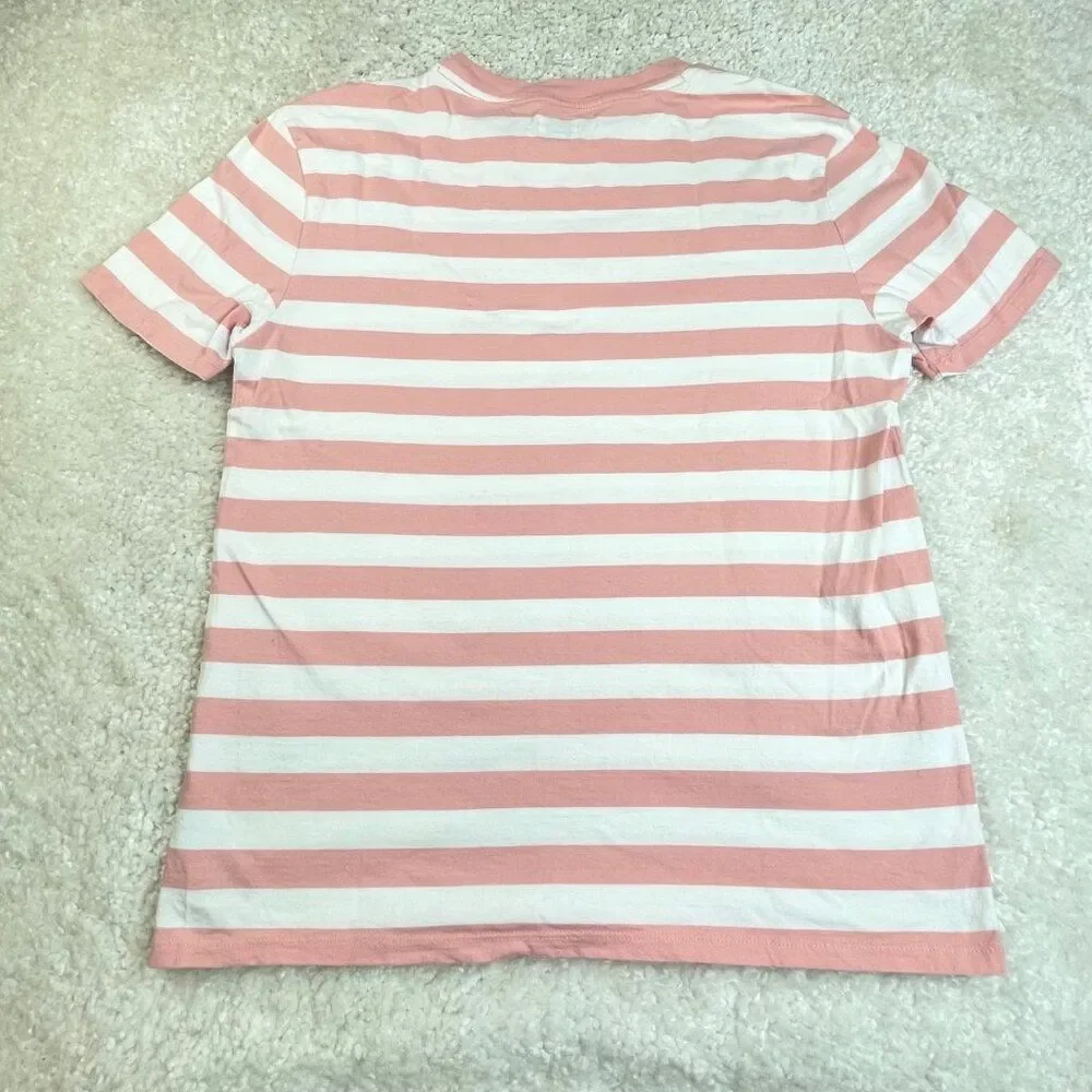 Guess Los Angeles Pink White Striped Short Sleeve Shirt Unisex - Picture 2 of 7